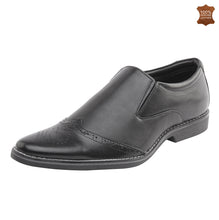Vardhra Men 100% Genuine Leather - Formal Brogue Slip-on Dress Shoes - Black