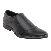 Vardhra Men 100% Genuine Leather - Formal Brogue Slip-on Dress Shoes - Black