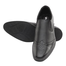 Vardhra Men 100% Genuine Leather - Formal Brogue Slip-on Dress Shoes - Black