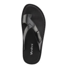 Vardhra Men 100% Genuine Leather - Thong Sandals / Slippers - Black